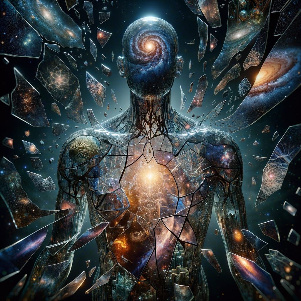 Shattered Glass Figure Embodies Cosmic Beauty