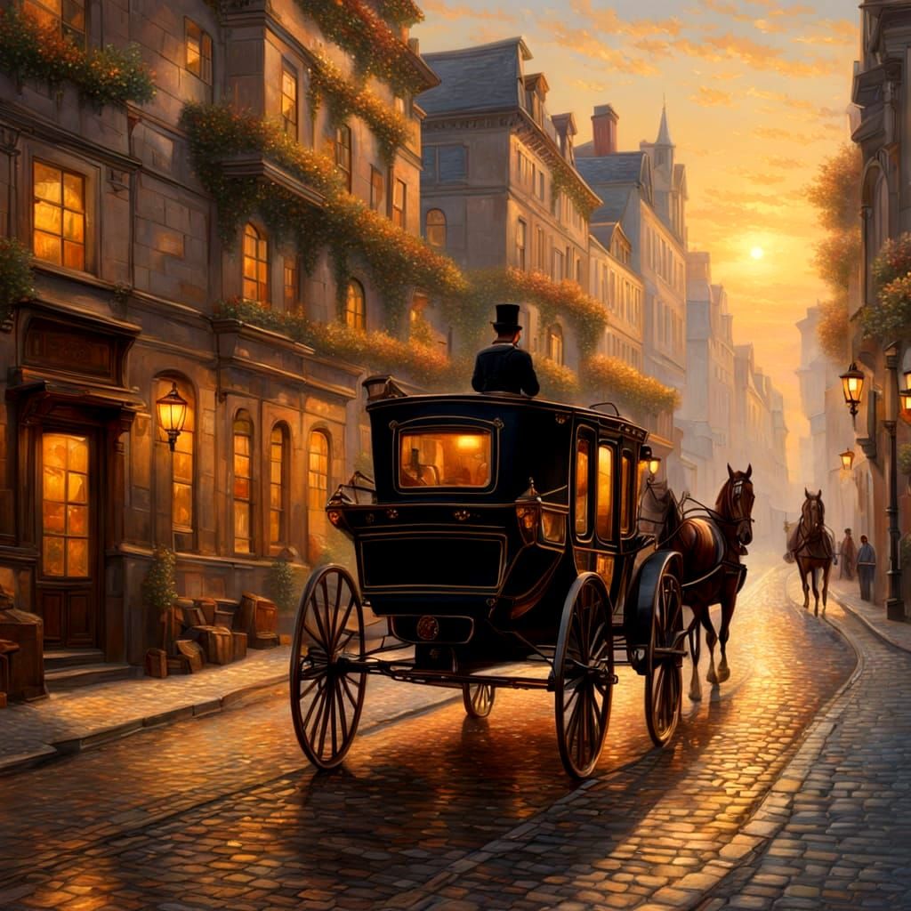 Classic Horse-Drawn Carriage Illustration