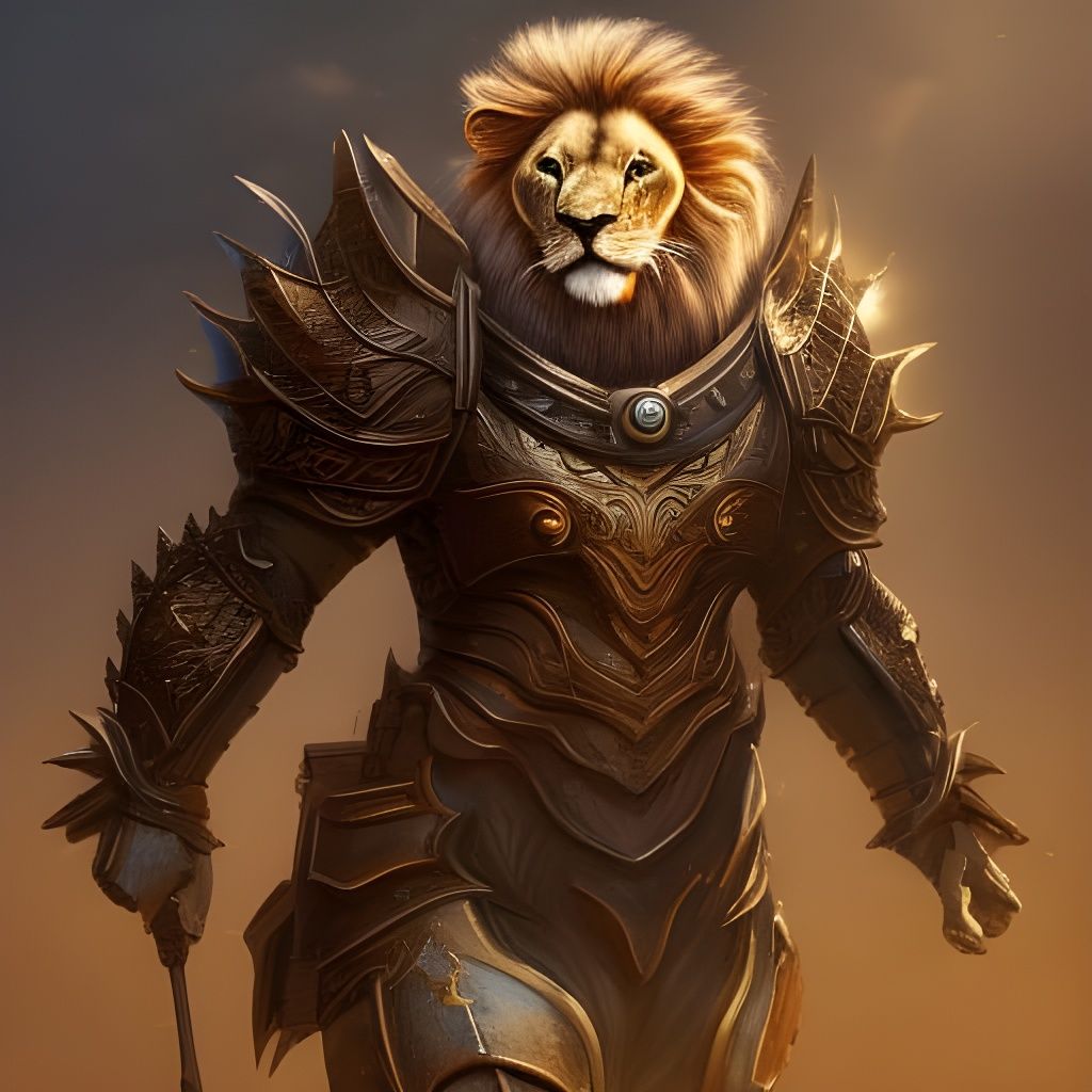 Armored Lion Full Body Fantasy Concept Art