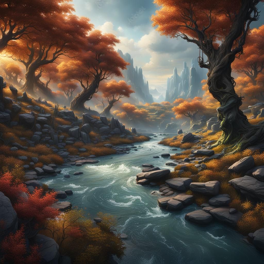 River Scenic View as Detailed Matte Painting