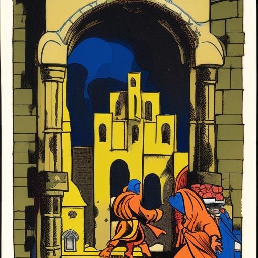 Monastery Illustration in Comic Book Style