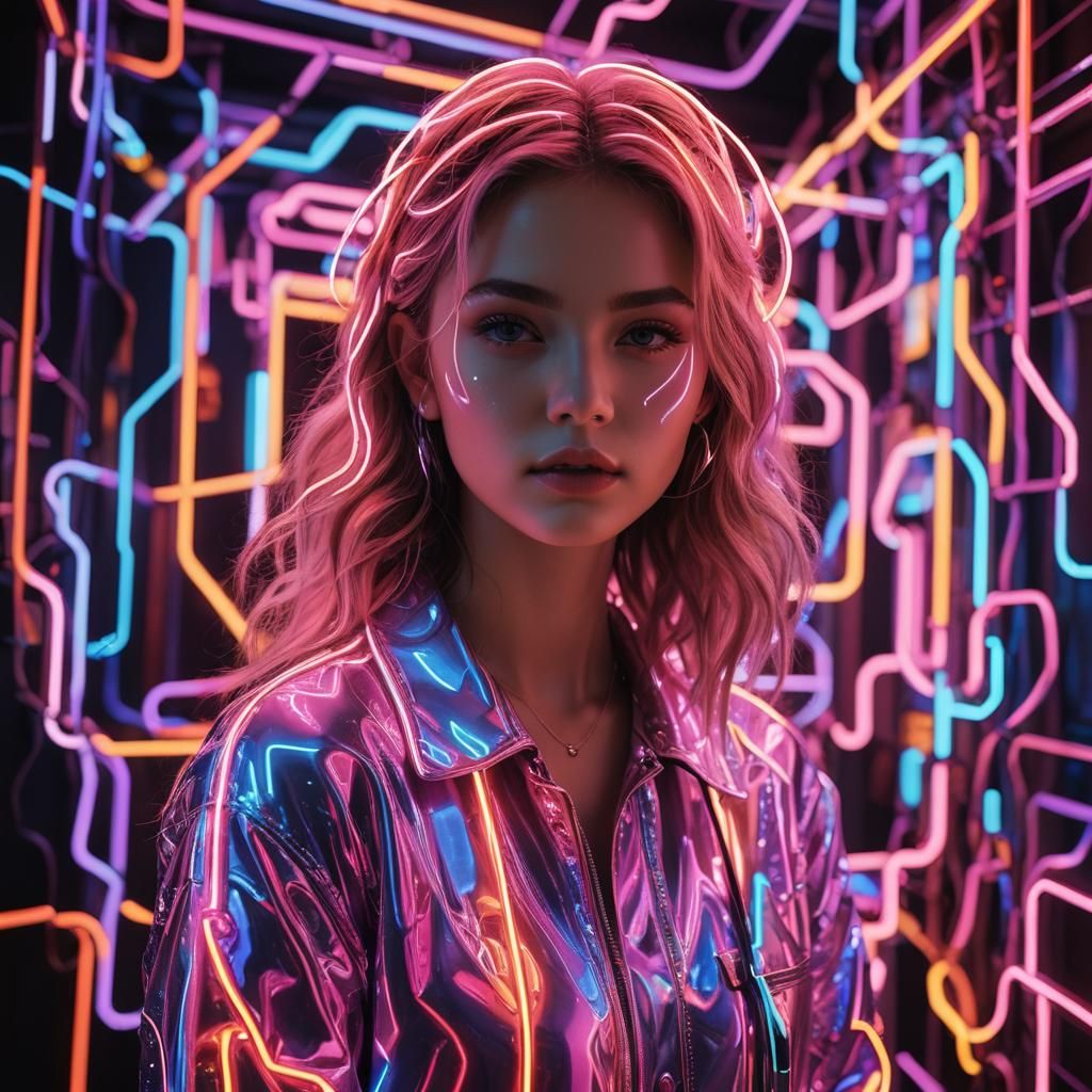 Hyperrealistic Neon Lights and a Beautiful Face