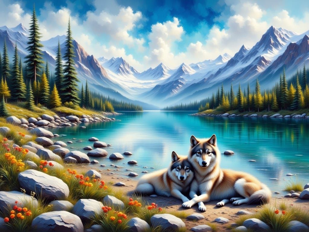 Serene Forest Scene in Oil Painting Style