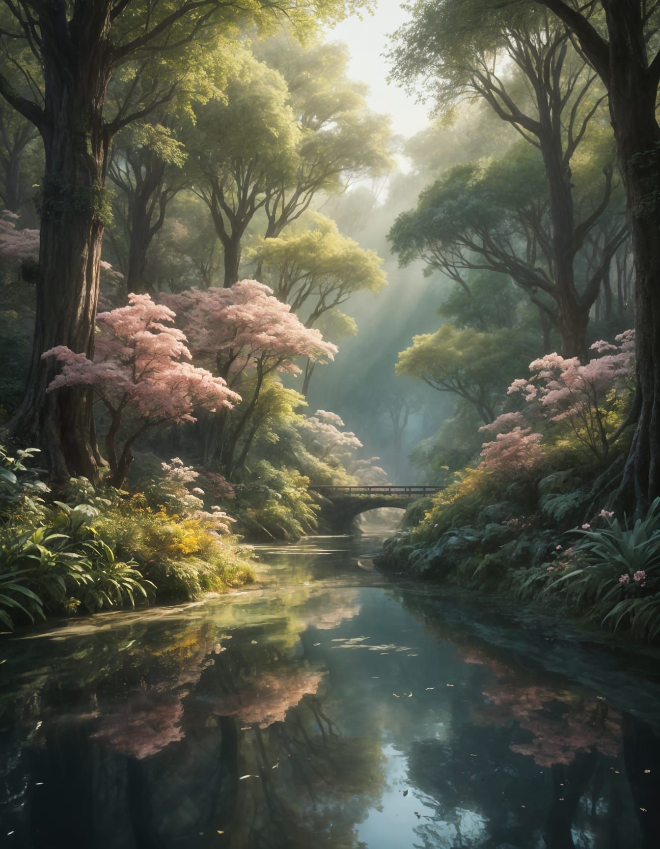 Whimsical Feywild Forest in Vibrant Pastel Hues