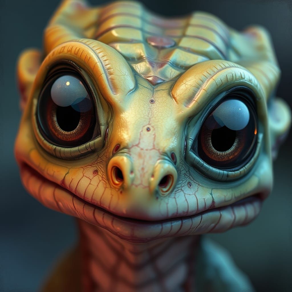 Charming Reptilian Alien Inspired by Miyazaki