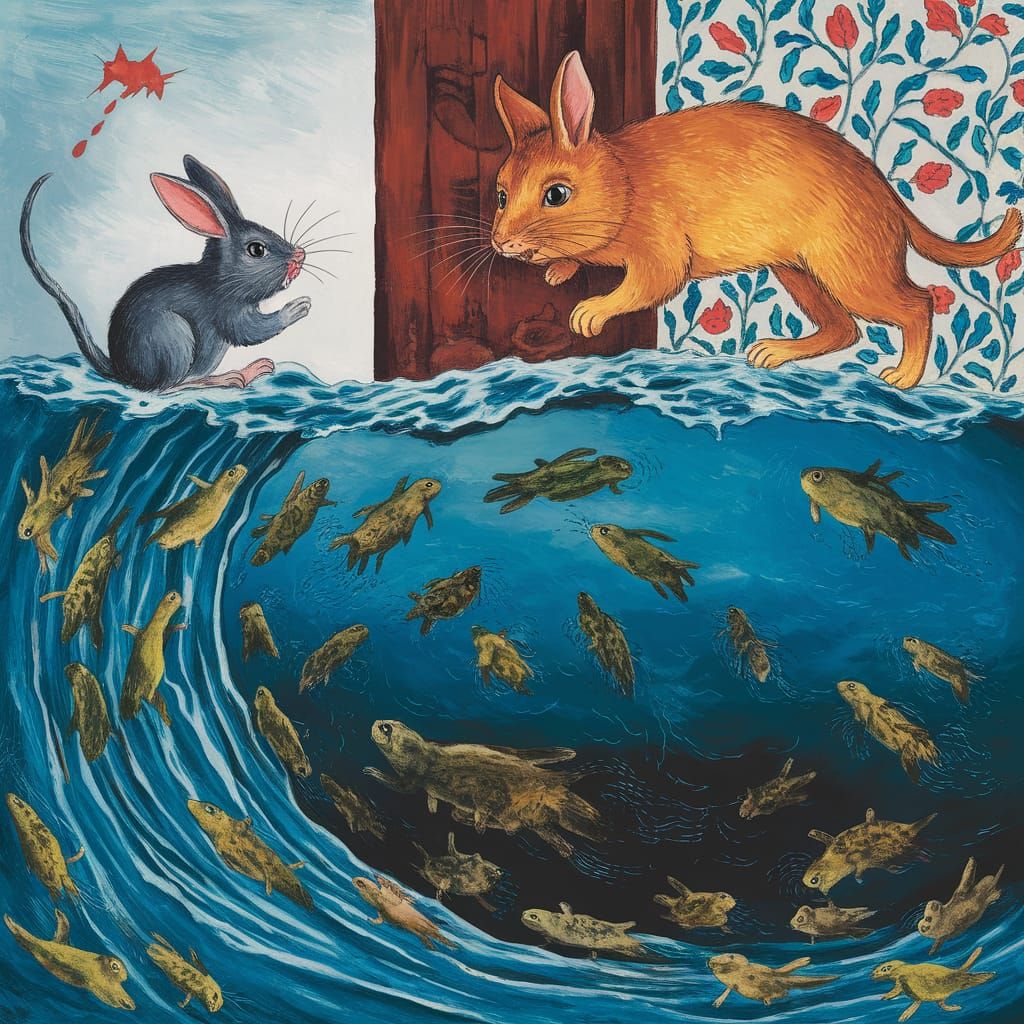 Surreal Animal Scene Inspired by Dix and Klee