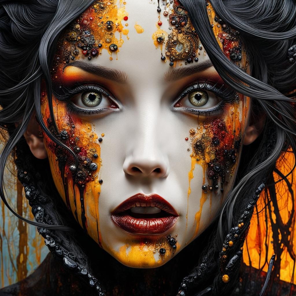 Diabolical Encaustic Art in Klimt Style