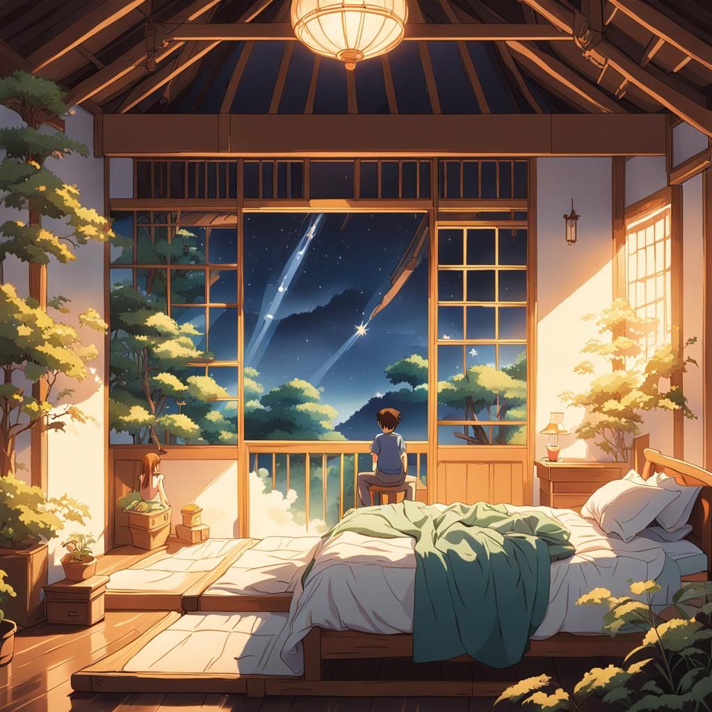 Mother and Son Fairy Tale in Ghibli Style