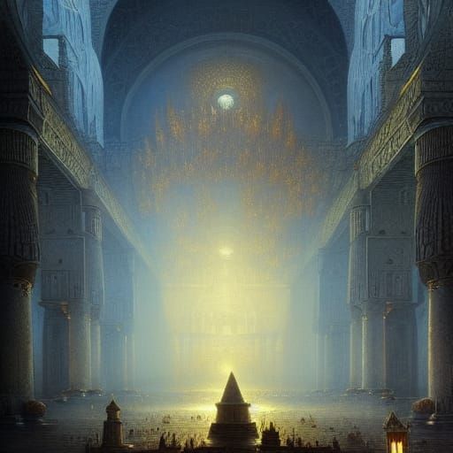 Ethereal Gold Fantasy Cathedral in Egypt