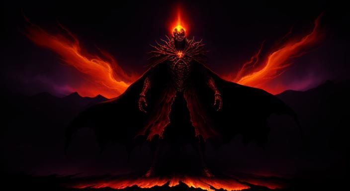Epic Demon in a Dark Fantasy Landscape