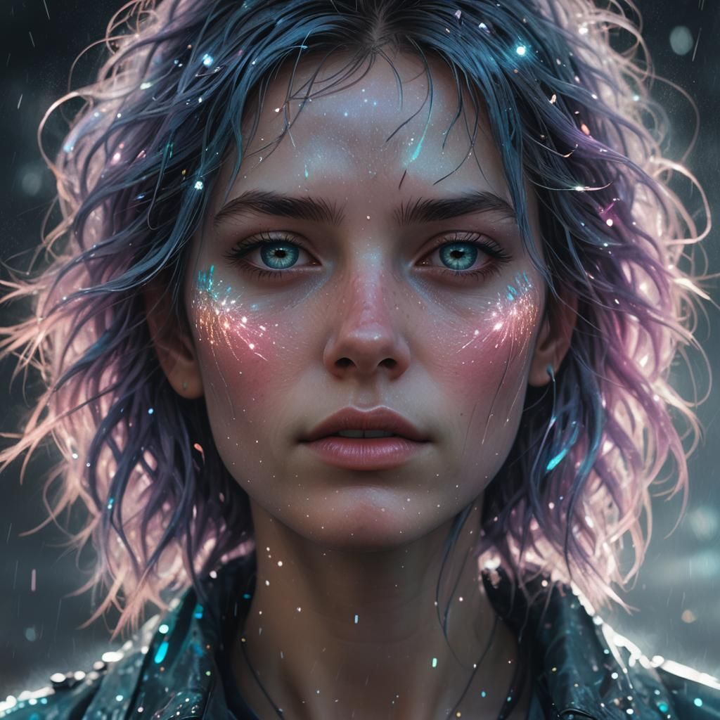 Shimmering Female Portrait in Digital Art Style