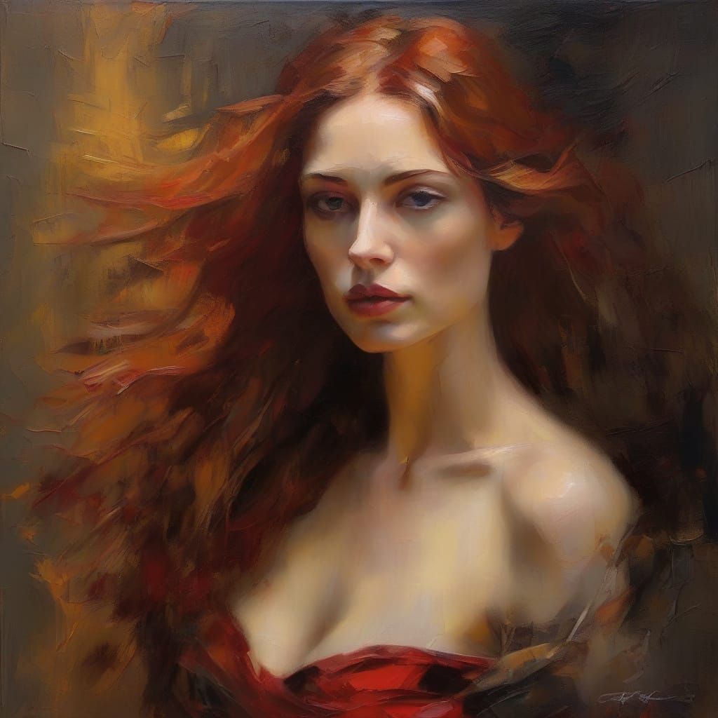 Elegant Femme Fatale in Warm Vintage Tones