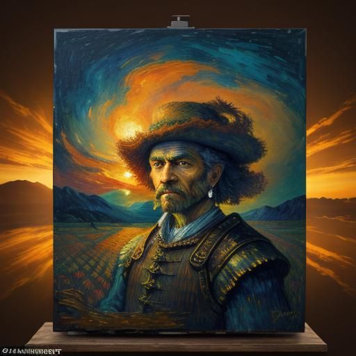 Pumpkin Fields at Sunset: Post-Impressionist Oil Painting