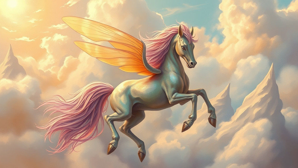 Dreamlike Creature Twirling in Golden Light, Impressionistic...