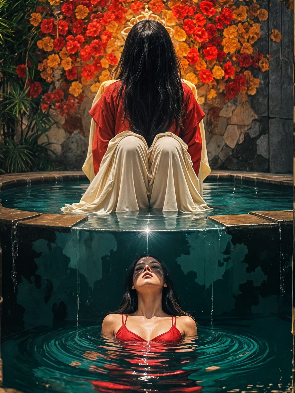 Divine Mercy Image Above Blood Pool