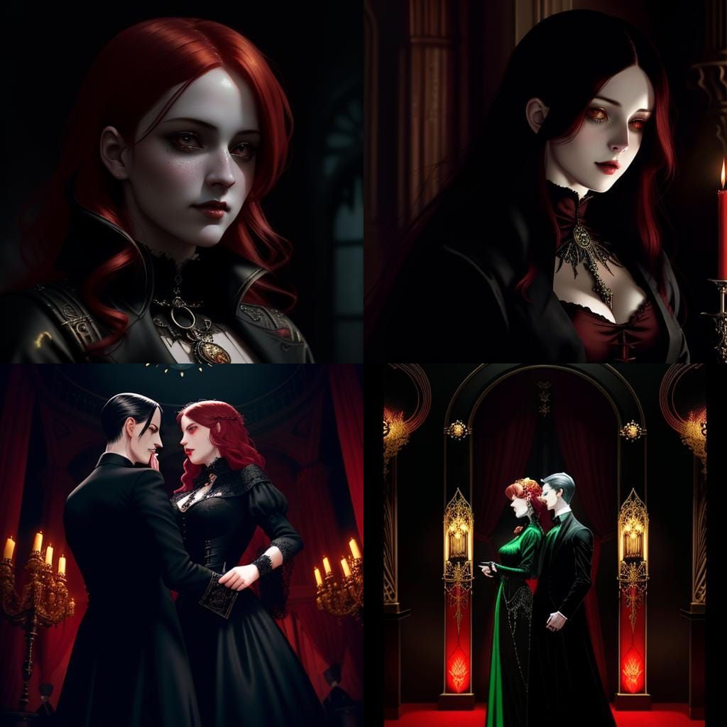 Baroque Anime: Lovers at Gothic Art Deco Party