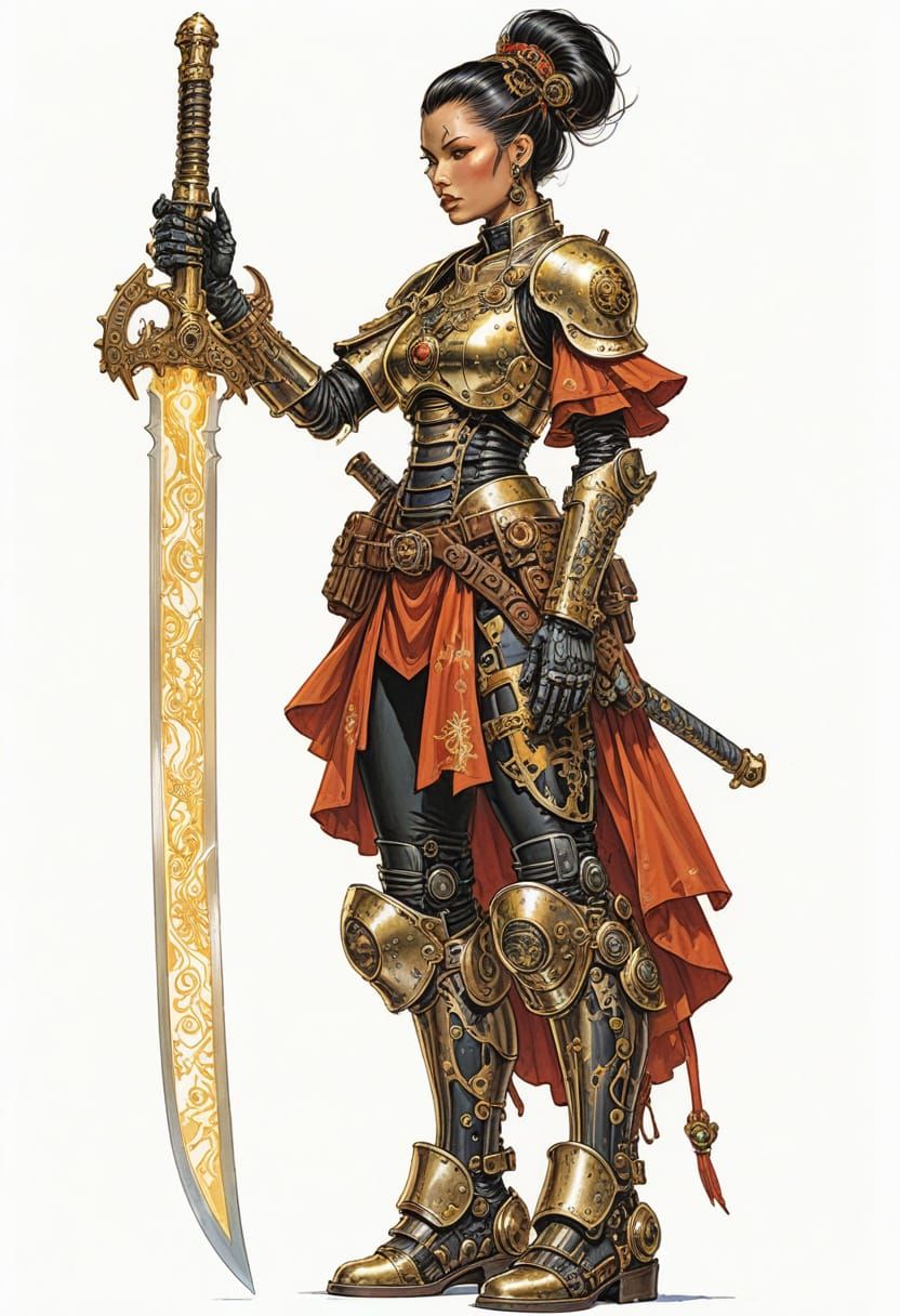 Steampunk Samurai Cyborg in Space