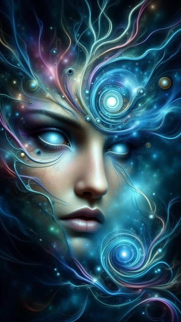 Woman in Purple Dress: Whimsical Digital Art