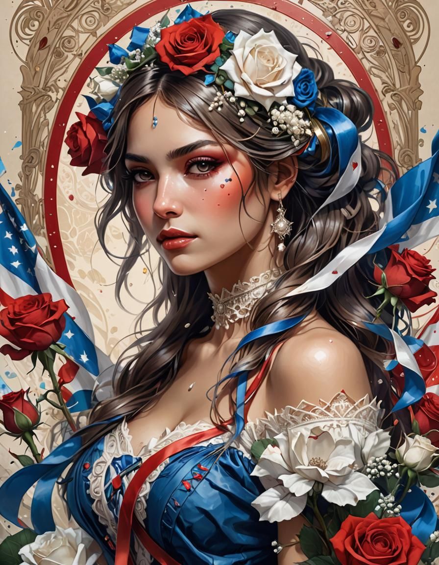 Fairy in Floral Setting, Hyperdetailed Portrait