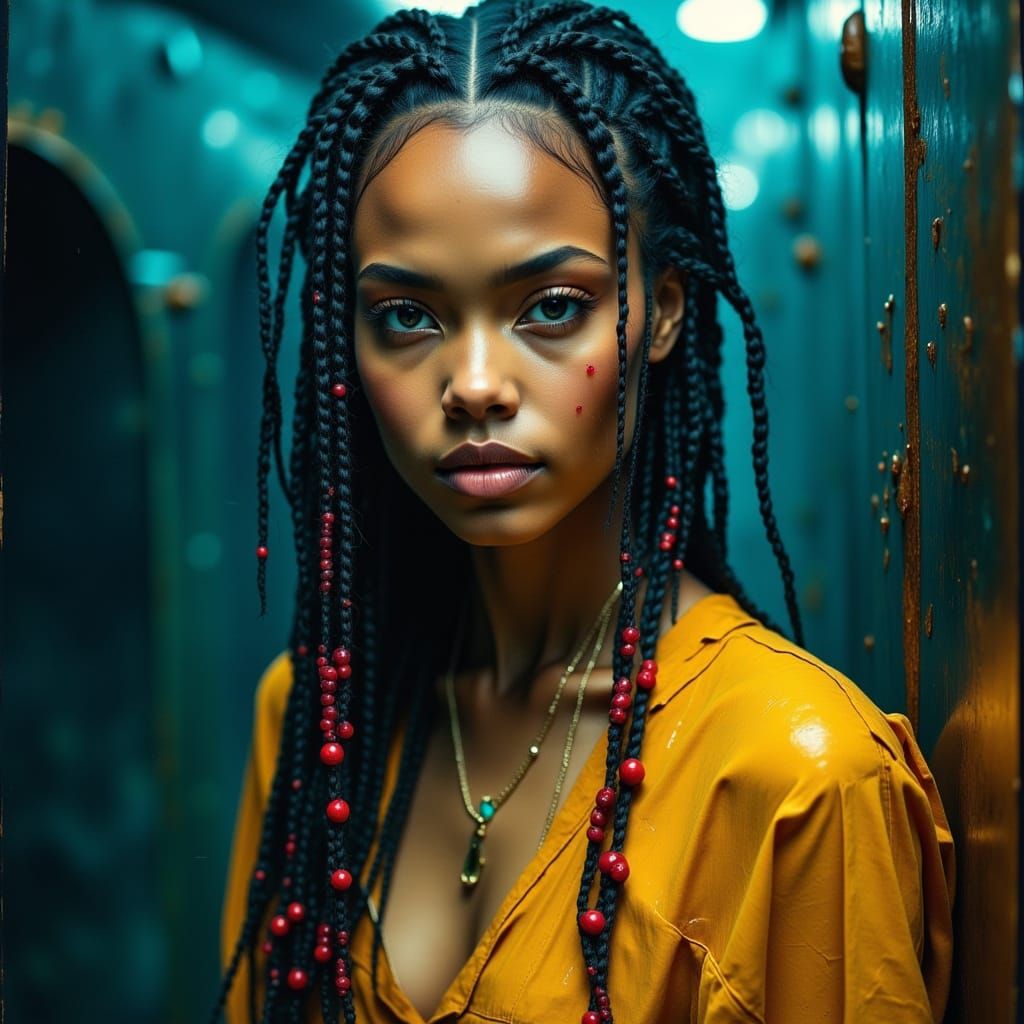 Zoe Saldana in Submarine with Animal Print Clothes