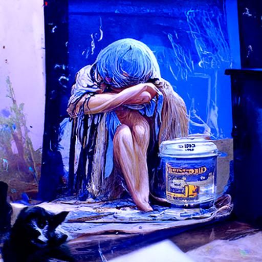 Expressive Oil Painting of Sadness