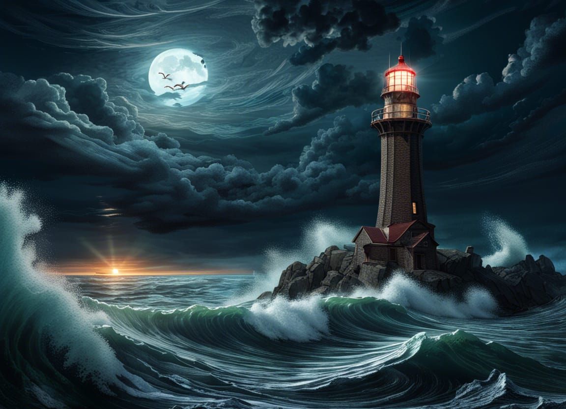 Gothic Lighthouse with Cthulhu in Hyperrealistic Style