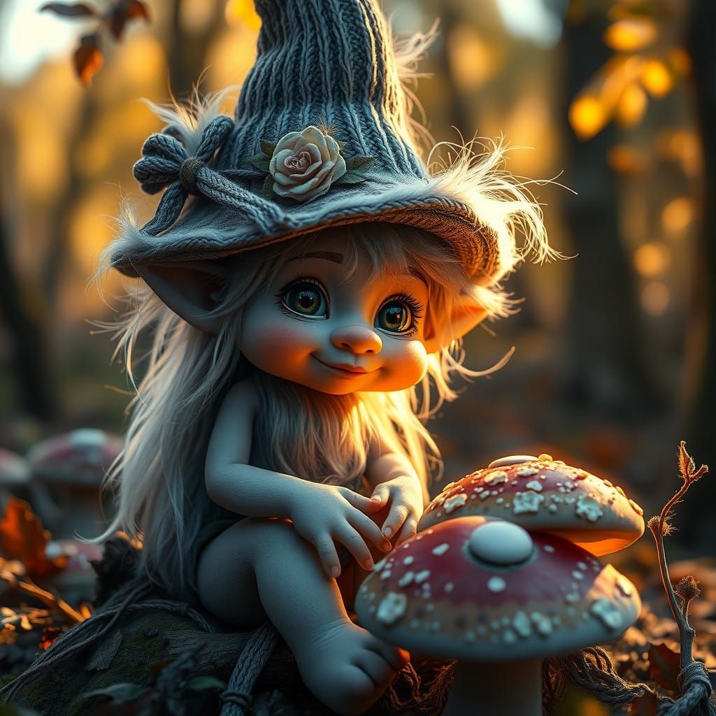 Troll at evening sun