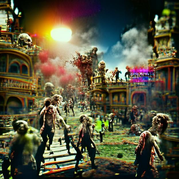 Zombies in Fantasyland: A Maximalist 3D Rendering