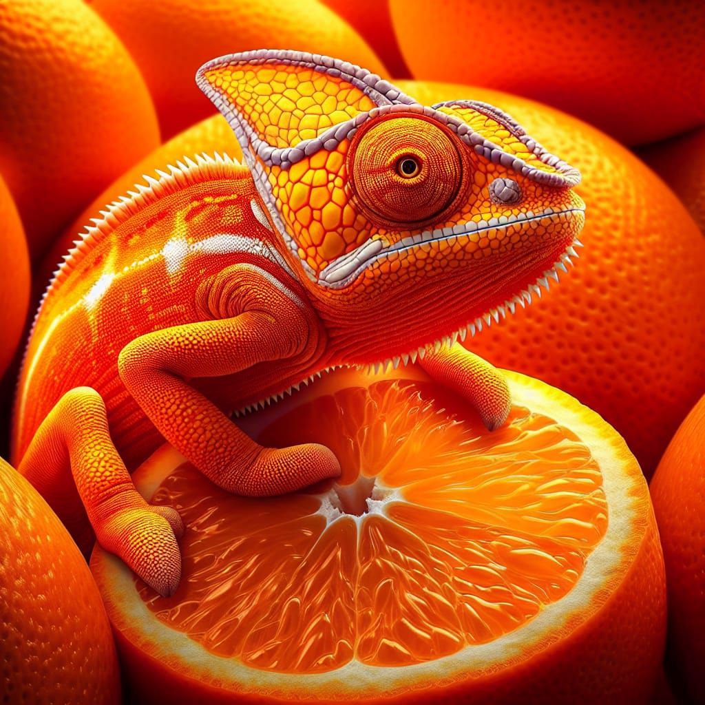 Chameleon and his orange