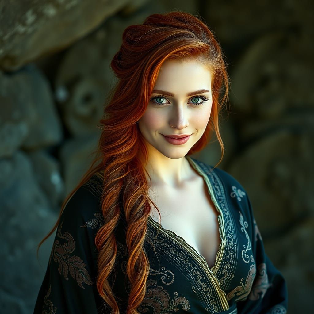 Mystical Enchantress in Cinematic Wizard Robes