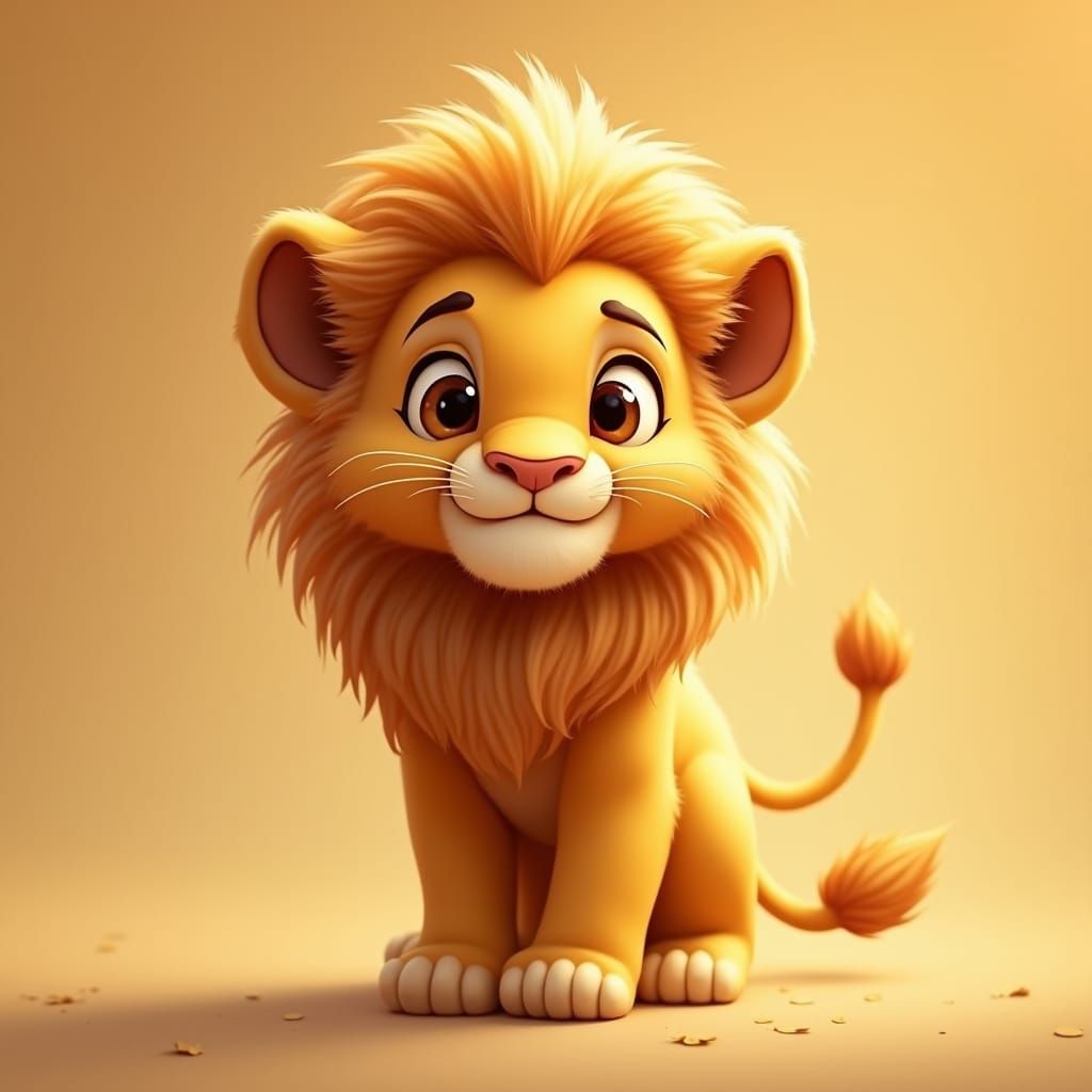 Majestic Lion Cub with Golden Coat and Sparkling Eyes