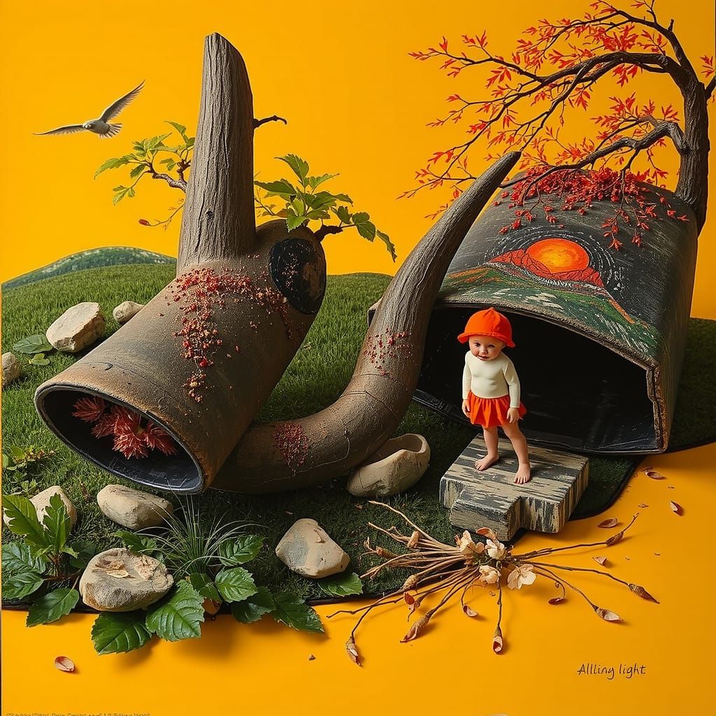 Abstract Landscape with Colorful Elements