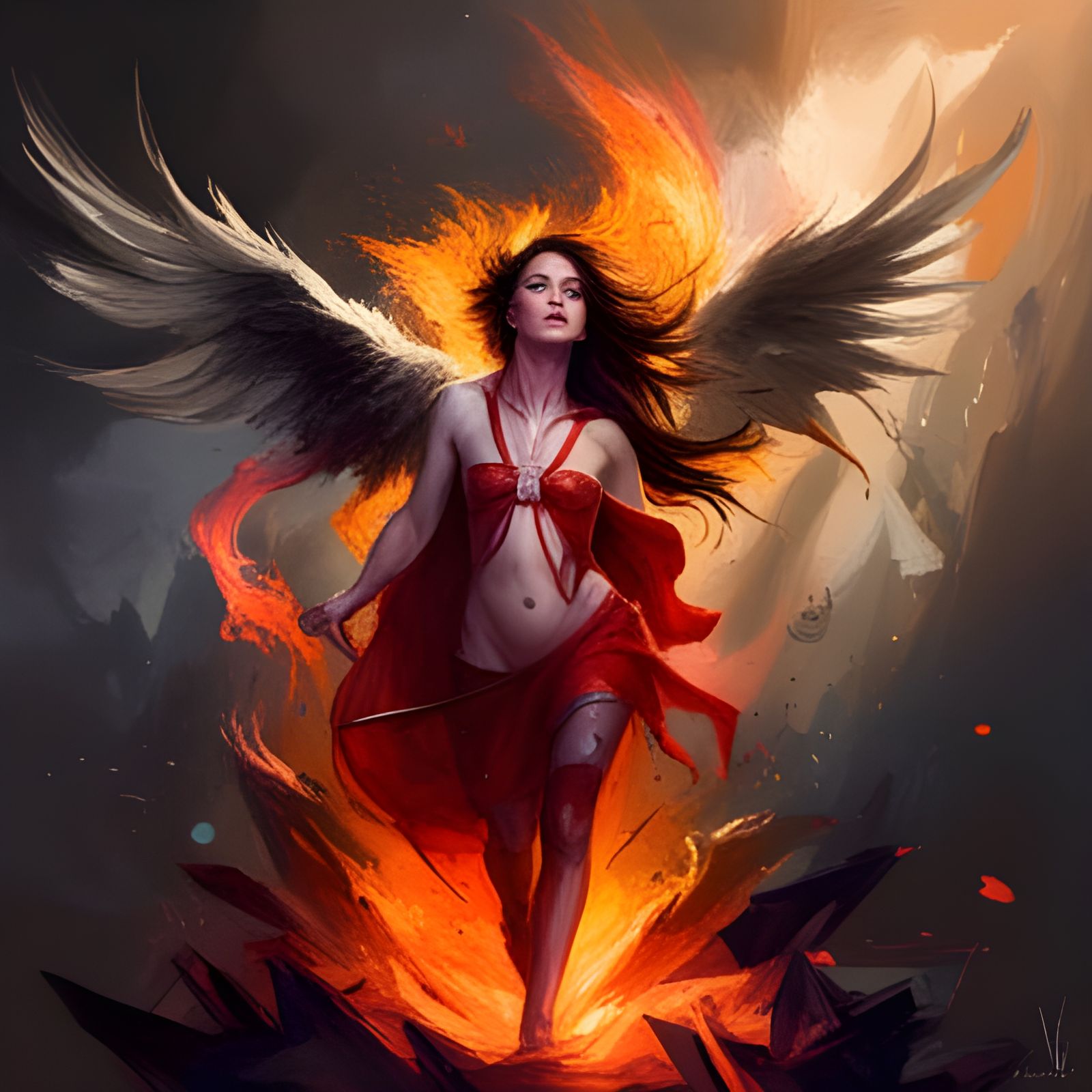 Lucifer as Fire Angel in Polychromatic Style
