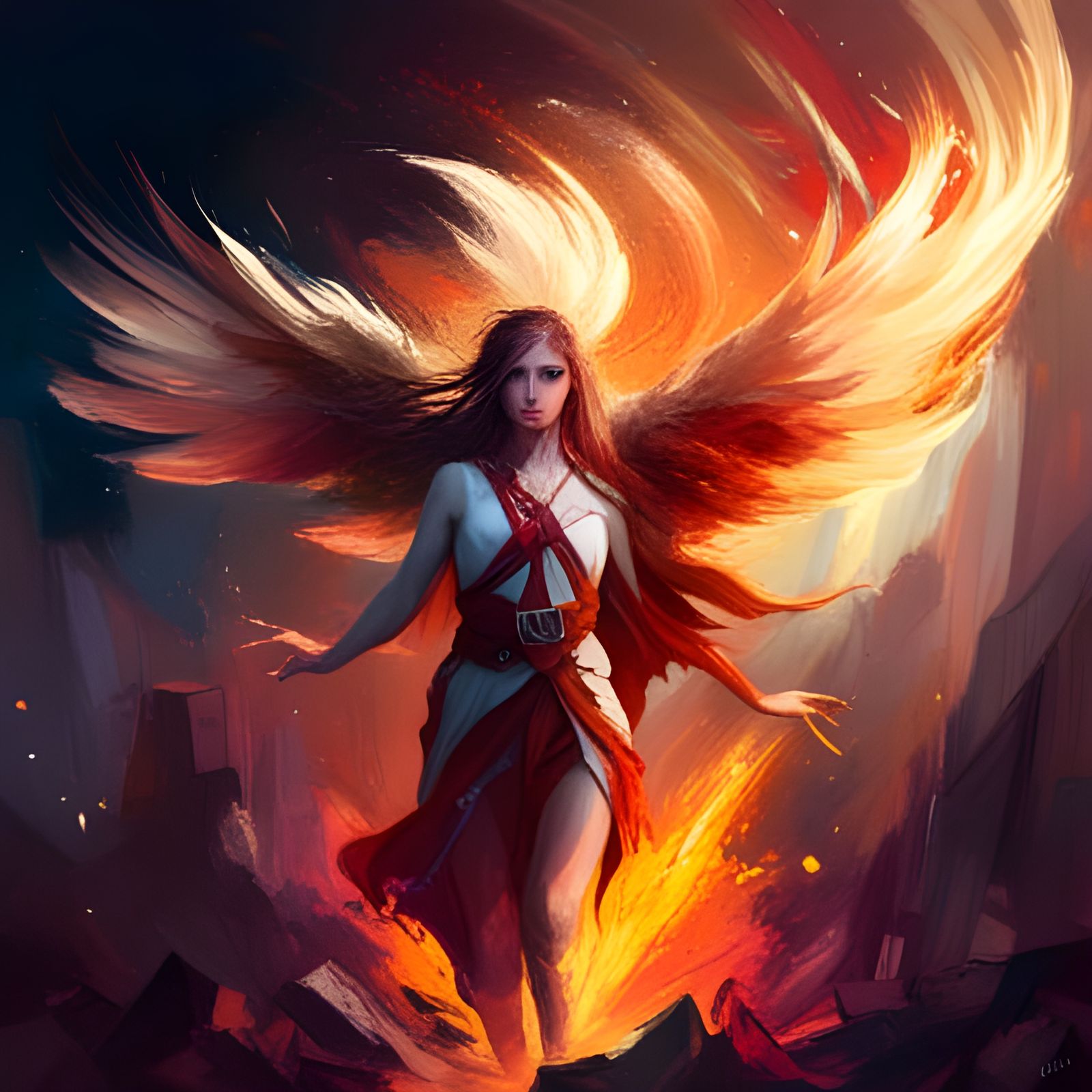 Lucifer as Fire Angel in Polychromatic Style