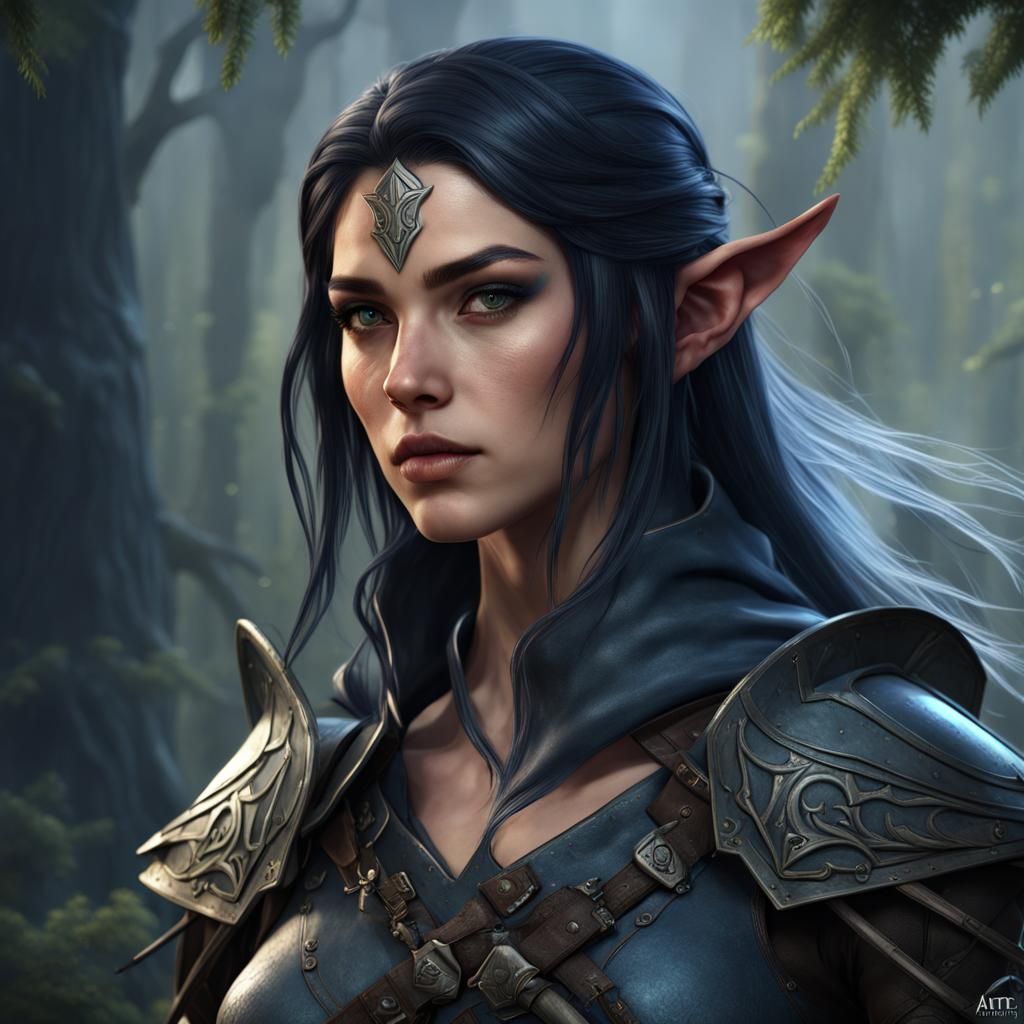 Elven Ranger in Detailed Matte Painting Style