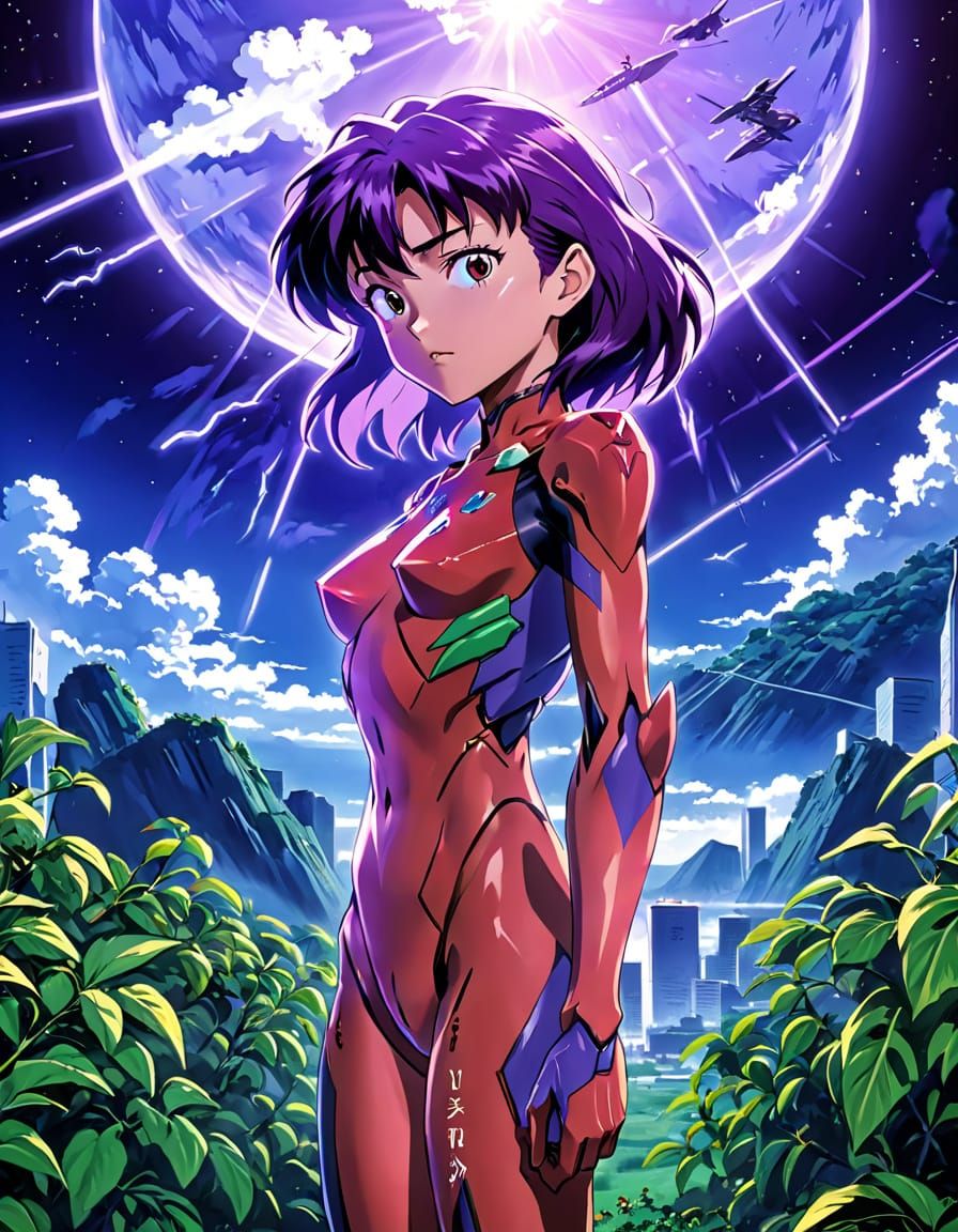 Misato Katsuragi in 90s Anime Style