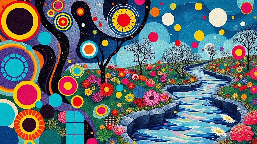 Surreal Kaleidoscopic Garden in Japanese Pop Art Style