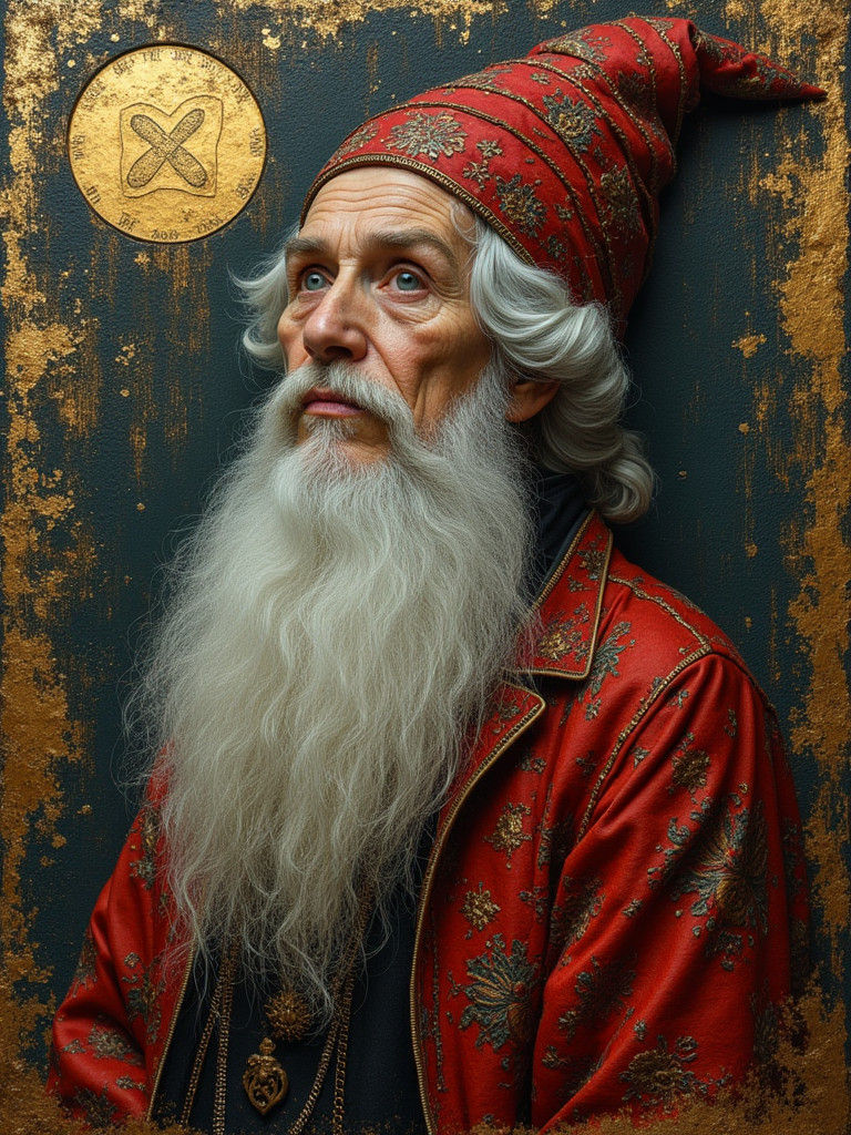 Feathered Crone in Vintage Embossed Style