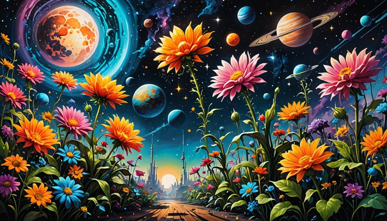 Celestial Garden in Space: Graffiti and Splash Art