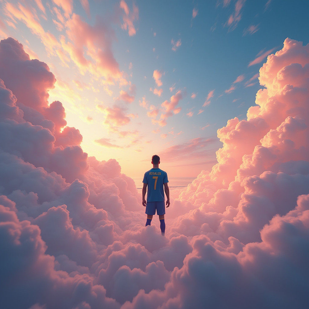 Cristiano Ronaldo Gazing into Celestial Clouds