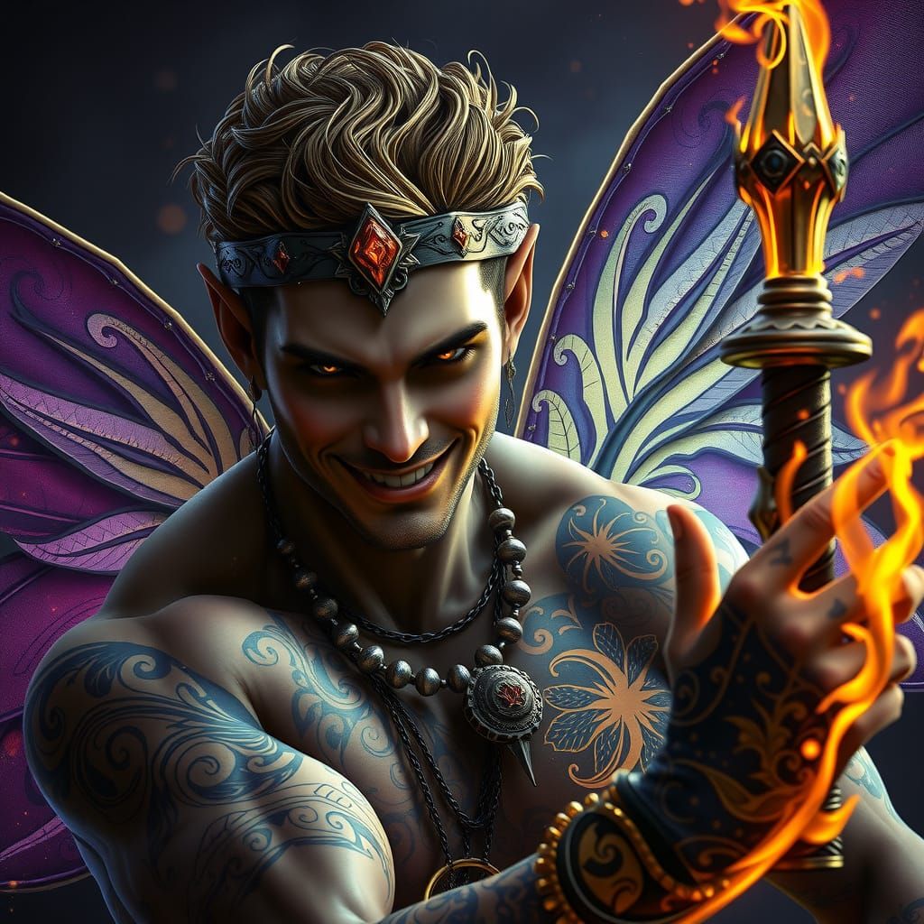 Dark Fae Punk Rebel Smirks at Adversary