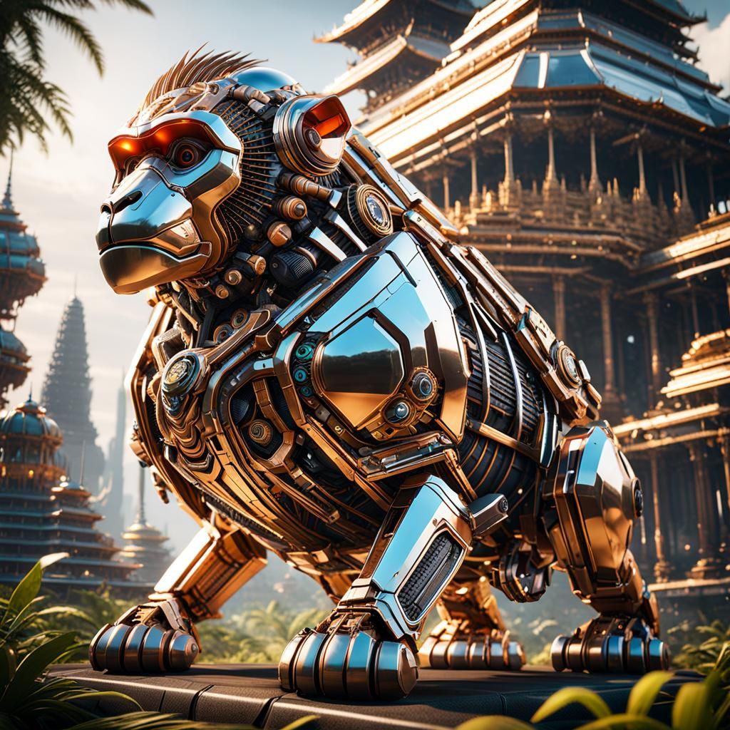 Futuristic Thailand Wildlife with Mecha Details