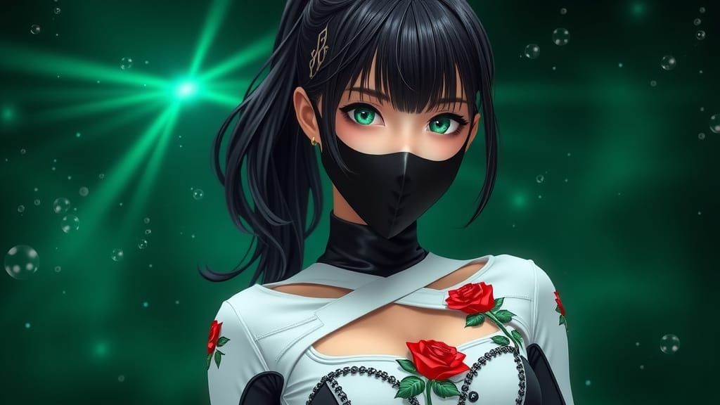 Futuristic Anime Asian Woman in Space Background