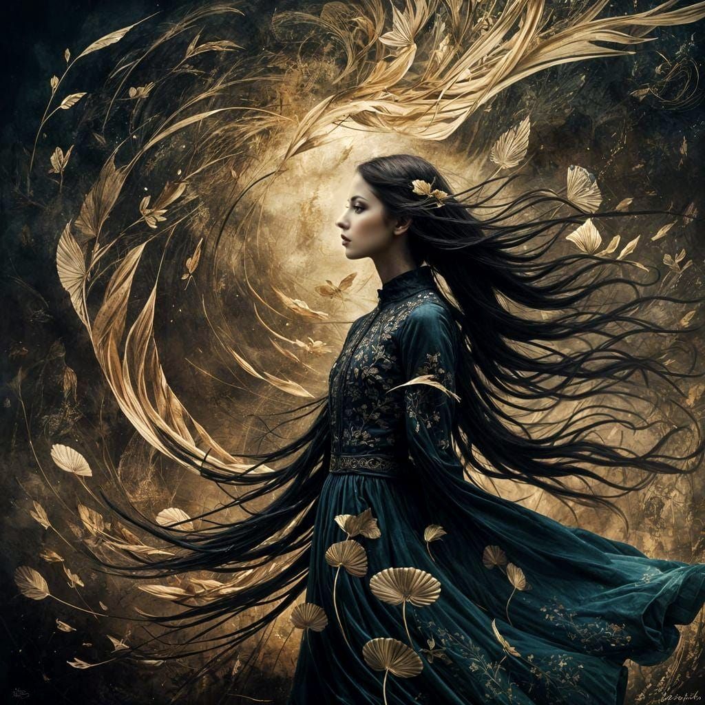 Surreal Double Exposure Art in Klimt Style