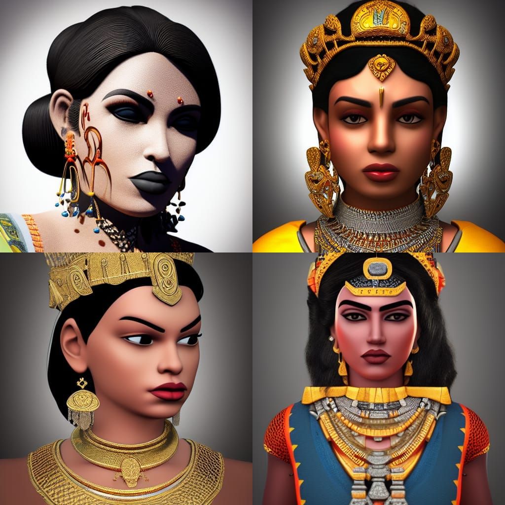 Photorealistic 8K 3D Portrait of Chola Queen