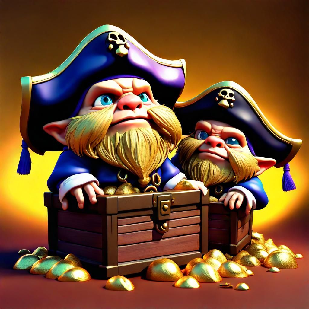 Gremlin Pirates in Grotto with Gold, Pixar Style