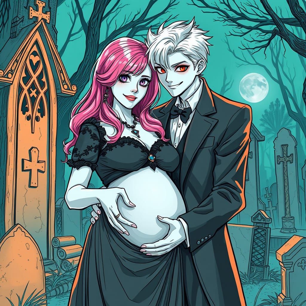 Gothic Lovers in Cemetery Splendor