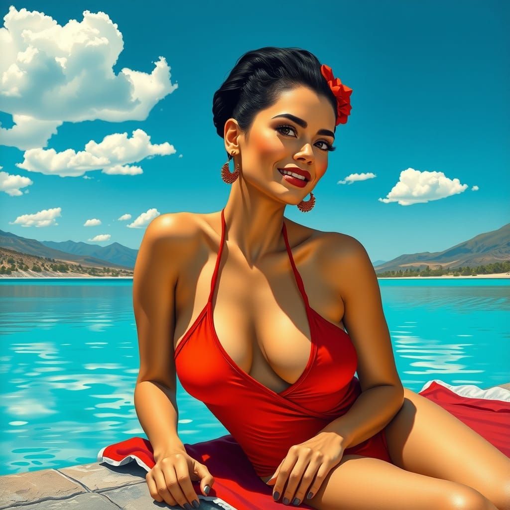 Andean Goddess in Vibrant Tropical Oasis