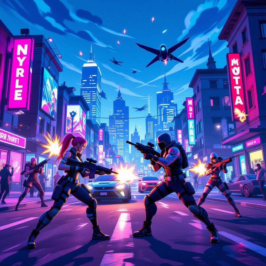 Fortnite Cityscape in Comic Book Style