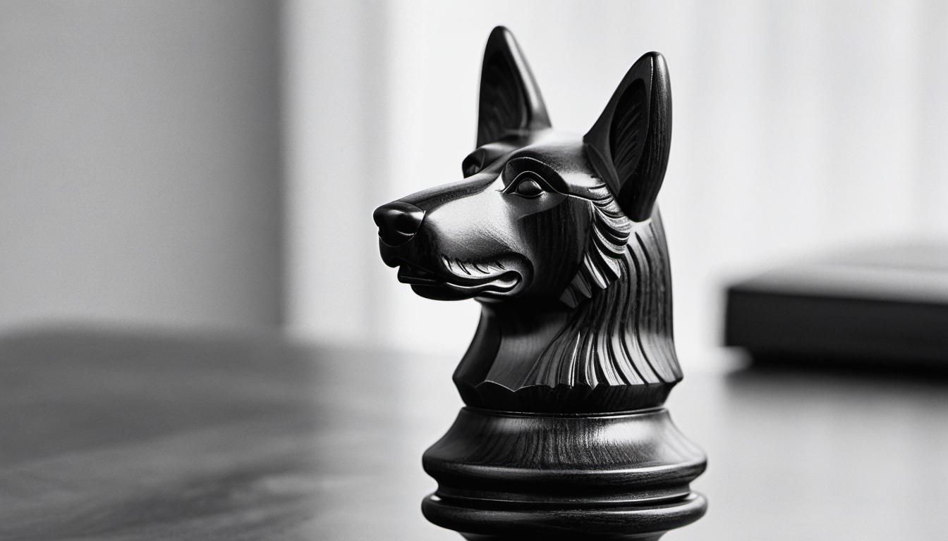 German Shepherd Chess Piece in Black and White